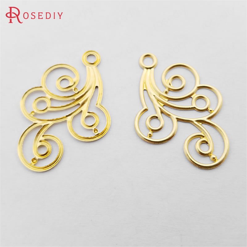 Diy饰品配件 31*21MM 铜制 铜配件 卷云花片 黄铜色 30个(30330)
