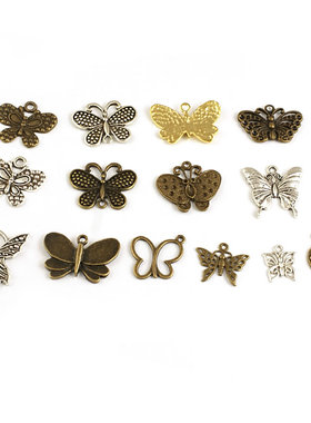 DIY复古合金 饰品配件 合金挂件 挂坠 吊坠 蝴蝶 14596