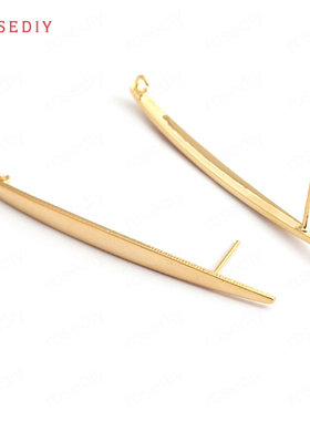 Diy饰配细长柳叶52x3.5MM铜镀真金细长柳叶耳钉(含耳塞) 34989