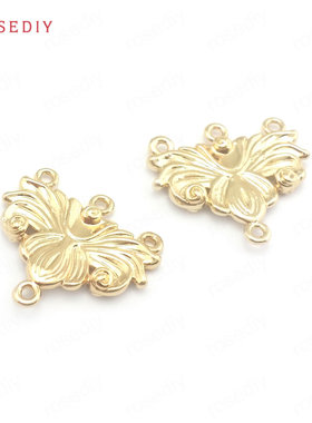 项链耳环耳饰Diy饰品配件18x21MM24K香槟金莲花连接挂件吊坠38568