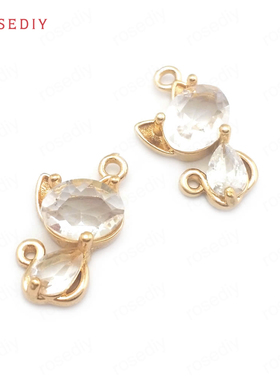 项链手链耳饰Diy饰品配件18x9MM镶锆上下孔 猫挂件 挂件吊坠40611