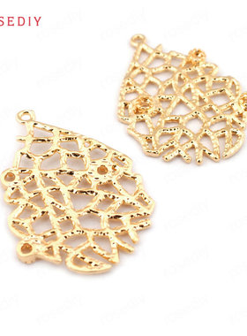 Diy饰品铜镀真金项链手链耳环发饰头饰配件水滴网格挂件吊坠33532