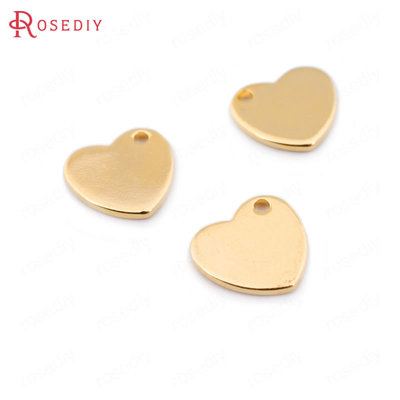 Diy饰品铜镀真金项链手链耳环发饰头饰配件 心形 挂件 吊坠 33579