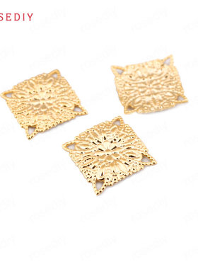 Diy饰品铜镀真金项链手链耳环发饰头饰配件四角花 连接挂件 33573