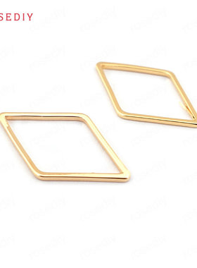 Diy饰品铜镀真金项链耳环发饰头饰配件菱形 实口圈 连接圈 33591