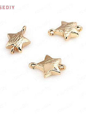 Diy饰品铜镀真金项链手链耳环发饰头饰配件双孔星形连接挂件30697