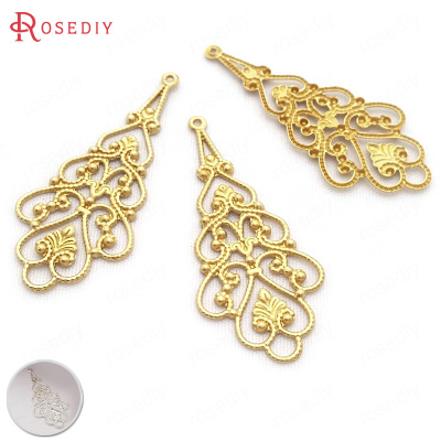 Diy饰品黄铜配件 41*18MM 长花片 垫片 耳环连接配件 铜片 29450
