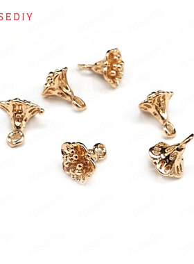 Diy饰品铜镀真金 项链手链耳环发饰头饰配件立体小花小吊坠 28167