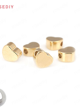 Diy饰品手工铜镀真金项链手链耳环发饰头饰配件光面桃心隔珠30678