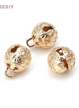 Diy饰品手工材料 铜镀真金手链手机链配件雕花铃铛 响铃尾珠31092