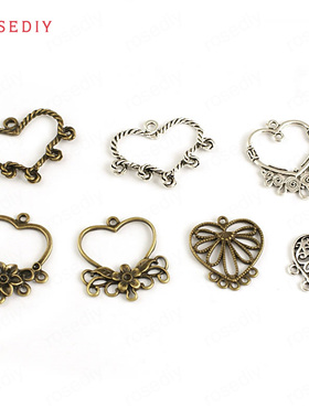 DIY饰品配件 耳环配件 复古合金耳环配件 爱心 心形 桃心 19717