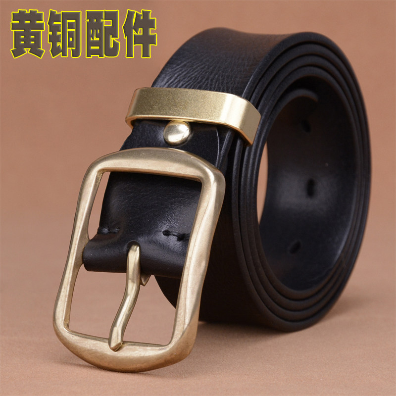 皮带男士真皮纯铜扣手工复古休闲牛仔裤带头层纯牛皮2025新款腰带
