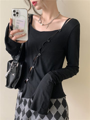 Real price and slim design long sleeve button T-shirt