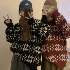 Real price loose Snowflake Christmas long sleeve sweater