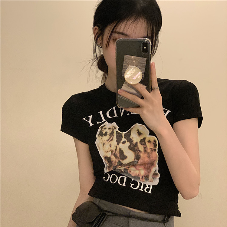 Real price cartoon printed short sleeve T-shirt