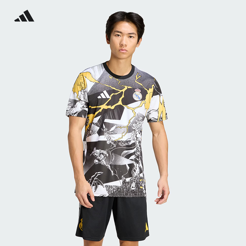 Aidas阿迪达斯球衣皇马复联联名款25/26赛季赛前热身足球服JZ9018