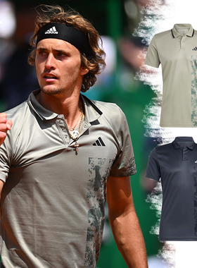 Adidas阿迪达斯网球服兹维列夫法网款网球运动POLO衫HT7233