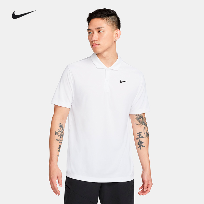 Nike耐克男子网球服POLO衫翻领T恤运动快干面料针织刺绣DH0858