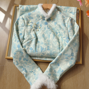 忆南栀新中式旗袍2025新款漂亮冬装加绒加厚可以上班穿的过冬日常