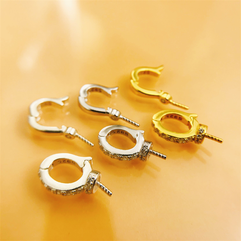 吊坠扣DIY925银珍珠空托配件镶钻