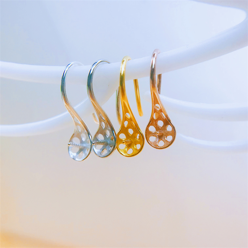 镂空耳钩配件DIY925银四叶草耳环