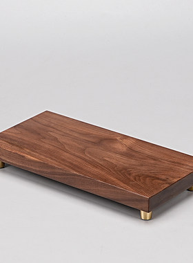 黑胡桃木雕手工铜脚托盘底座