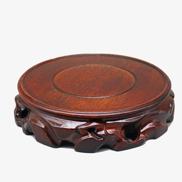 根雕加厚圆形实木底座天然木质