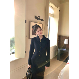 Thecoco 蝴蝶领原创收腰显瘦双面呢大衣外套高腰半身裙气质套装女