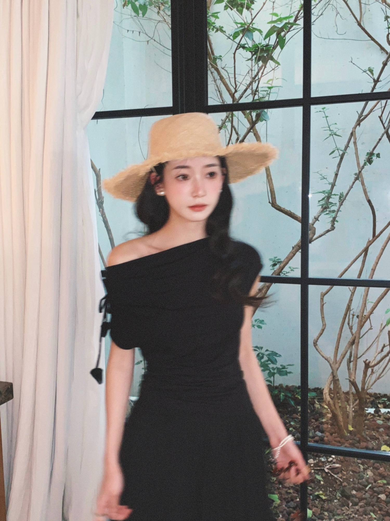 Thecoco 原创兜领显瘦针织tee女夏季新款简约天丝垂顺弹力T恤上衣
