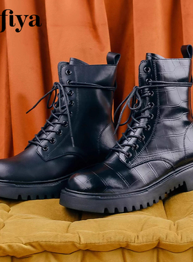 Safiya/索菲娅秋冬牛皮侧拉链马丁靴英伦风厚底短靴女SF24116028