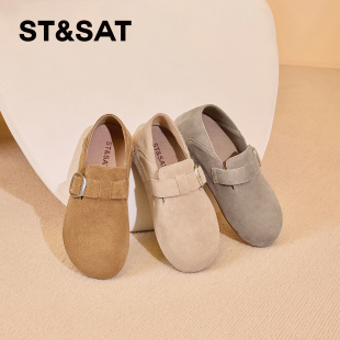 一脚蹬单鞋 休闲懒人鞋 女SSC3112C4Z 星期六春秋软底勃肯鞋 St&Sat