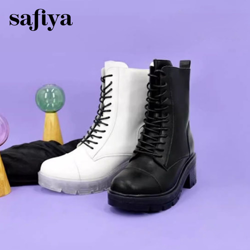 索菲娅时尚水晶粗跟百搭英伦短靴