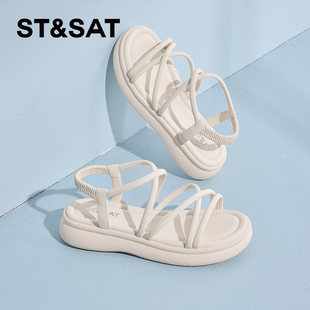 厚底增高一脚蹬露趾凉鞋 罗马凉鞋 女SSD2115CJD 星期六夏季 St&Sat