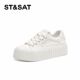 系带运动休闲鞋 St&Sat 星期六春秋厚底增高小白鞋 女SSC111203Z