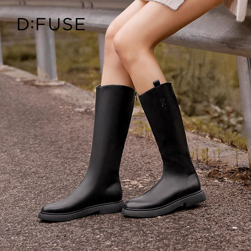 迪芙斯英伦厚底增高骑士靴