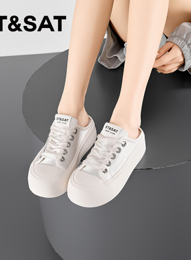 St&Sat/星期六春秋新款厚底穆勒鞋系带休闲包头半拖女SSC2114C85