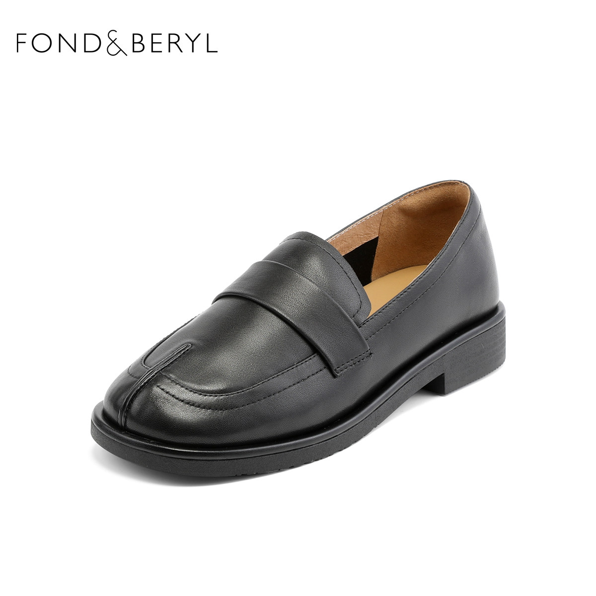 Fondberyl/菲伯丽尔春秋圆头羊皮一脚蹬低跟乐福单鞋女FB31111063,女鞋,乐福鞋（豆豆鞋）,淘宝优惠券,粉丝福利购,淘宝优惠卷