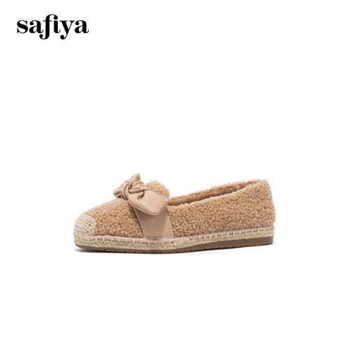 索菲娅甜美蝴蝶结百搭豆豆鞋女