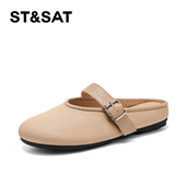 一脚蹬包头半拖鞋 St&Sat 软底勃肯鞋 新款 女SSD2110CQV 星期六夏季
