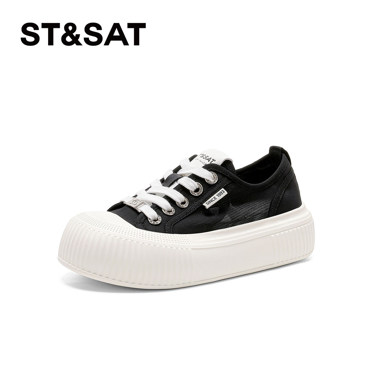 星期六休闲系带厚底增高小白鞋