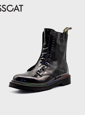 KISS CAT/接吻猫秋冬牛皮马丁靴圆头厚底侧拉链短靴女KA10770-50