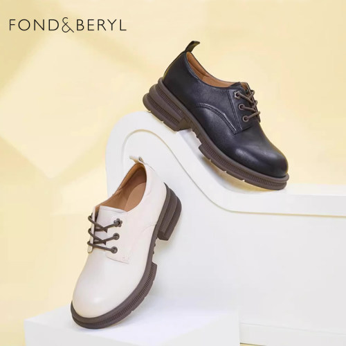 Fondberyl/菲伯丽尔春秋羊皮乐福鞋系带小皮鞋单鞋女FB33112065
