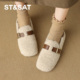两穿平底毛毛鞋 St&Sat 星期六秋冬加绒保暖勃肯鞋 女SS341121NR