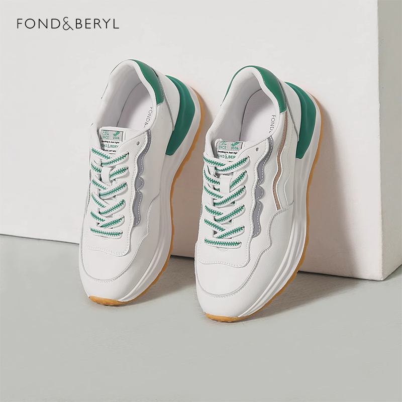 菲伯丽尔牛皮厚底学院风德训鞋