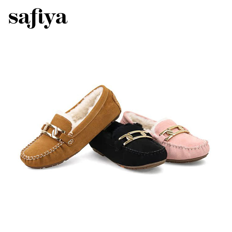 Safiya/索菲娅冬季牛反绒乐福鞋保暖绒里平底豆豆鞋女SF14111039,女鞋,乐福鞋（豆豆鞋）,淘宝优惠券,粉丝福利购,淘宝优惠卷