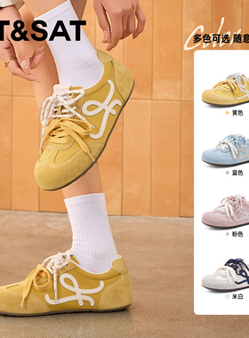 St&Sat/星期六春秋薄底芭蕾德训鞋系带内增高休闲鞋女SSD1112CS3
