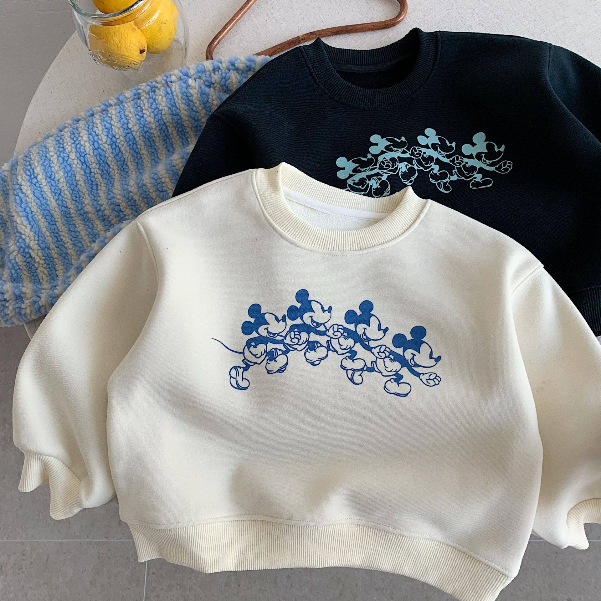 儿童加绒卫衣男女童加厚休闲上衣2025冬季新款宝宝卡通套头打底衫