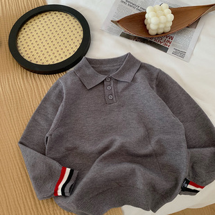 TB男童秋冬装卫衣儿童装针织毛衣翻领Polo衫洋气质上衣百搭酷帅气