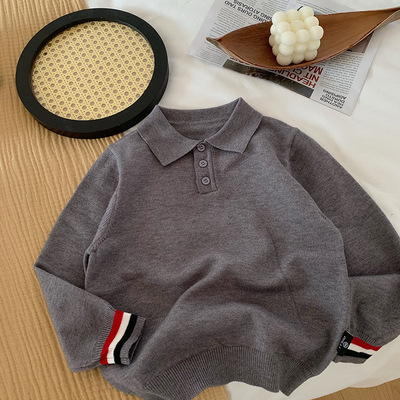 TB男童秋冬装卫衣儿童装针织毛衣翻领Polo衫洋气质上衣百搭酷帅气