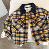 小童口袋上衣洋气宝宝休闲衬衣女韩版 2026新款 男春季 儿童格子衬衫